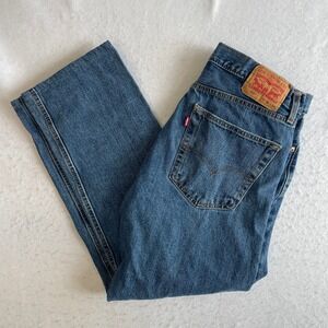 Levi's 505 Regular Fit Jeans Mens‎ 36x34 Blue Denim Straight Leg 100% Cotton